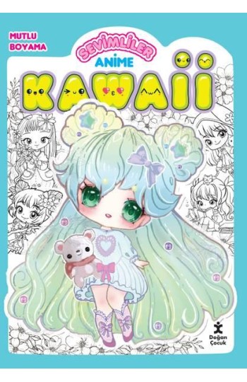 Kawaii Anime Mutlu Boyama 2 Yeşil